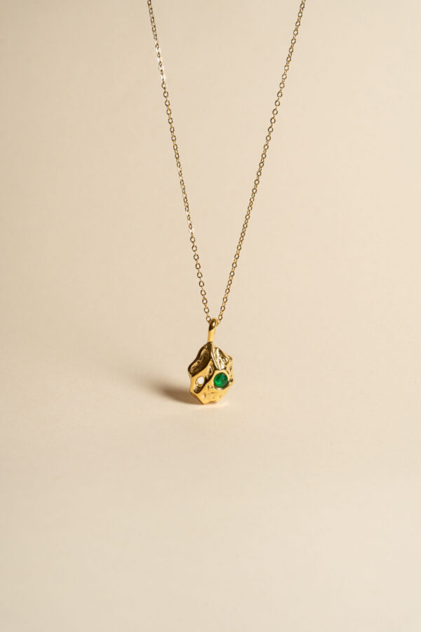 Collar Zafra Dorado Gota Circonita Verde