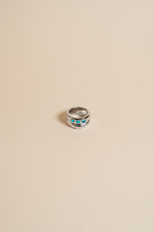 Anillo Ziren Doble 3 circonitas Azules Plateado